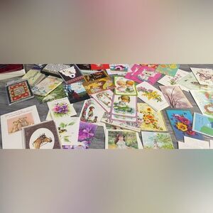 Huge Vintage Greeting Card Lot Blank Stationary Unused- crafting scrapbooking